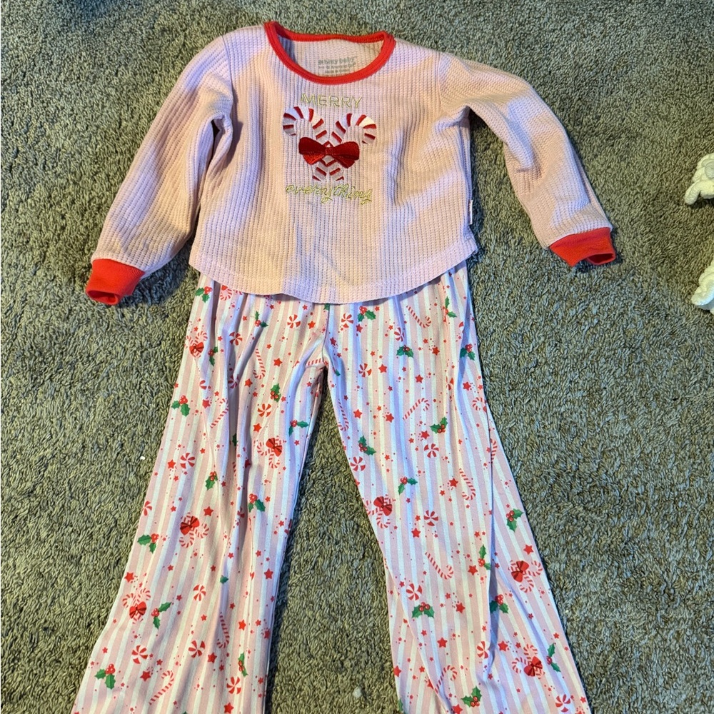 American Girl Pink and Red Candy Cane Holiday Pajama Set